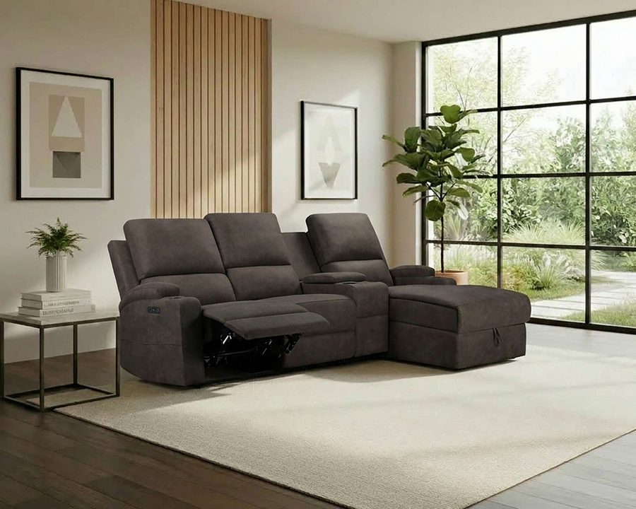 OTTO home Ecksofa NAPORI Microfaser, Multimediasofa, 3er Kinosessel XXL, L-Form, Kinosofa, manuelle o. elektr. Relaxfunktion, Staufach, Getränkehalter