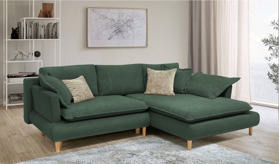 COLLECTION AB Ecksofa Mandela L-Form, B: 264 cm, Schlaffunktion, Bettkasten & 5 Zierkissen, Federkern