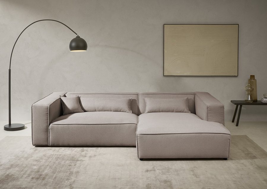 LeGer Home by Lena Gercke Ecksofa PIARA XXL Struktur u. Leinenoptik, Big-Sofa, L-Form, wahlweise Ottomane rechts/links, Kedernaht, extra tiefe Sitzfläche