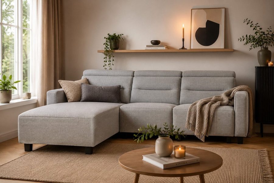 OTTO home Ecksofa CARPARI Webstoff,L-Form,224 cm, man./elektr. Relaxfunktion, (USB A/C), sowie Kopfteilverstellung