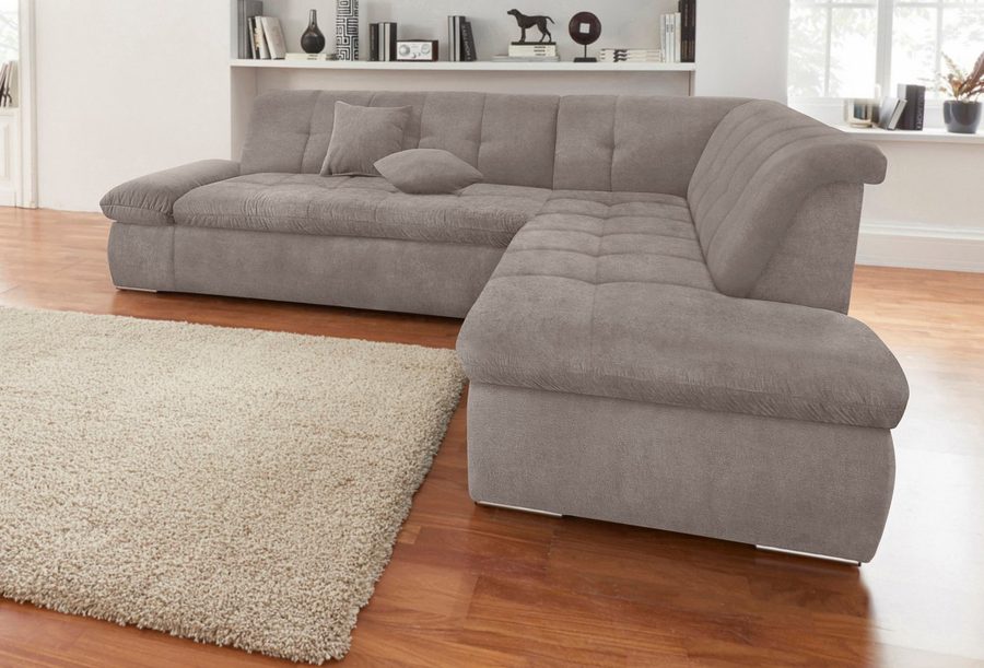 DOMO collection Ecksofa MORIC Massiv! - Belastbar bis 140 kgxSitz, hochwertig & komfortabel, XXL, L-Form, inkl. Zierkissen