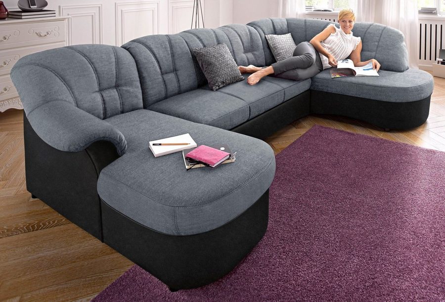 DOMO collection Wohnlandschaft FLORES 293x180x86 cm, hochwertig, komfortabel, U-Form, 3 Teile, wahlw. mit Bettfunktion, wahlw. mit Federkern, Unser Dauertiefpreis