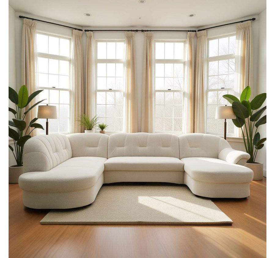 DOMO collection Wohnlandschaft FLORES 293x180x86 cm, hochwertig, komfortabel, U-Form, 3 Teile, wahlw. mit Bettfunktion, wahlw. mit Federkern, Unser Dauertiefpreis