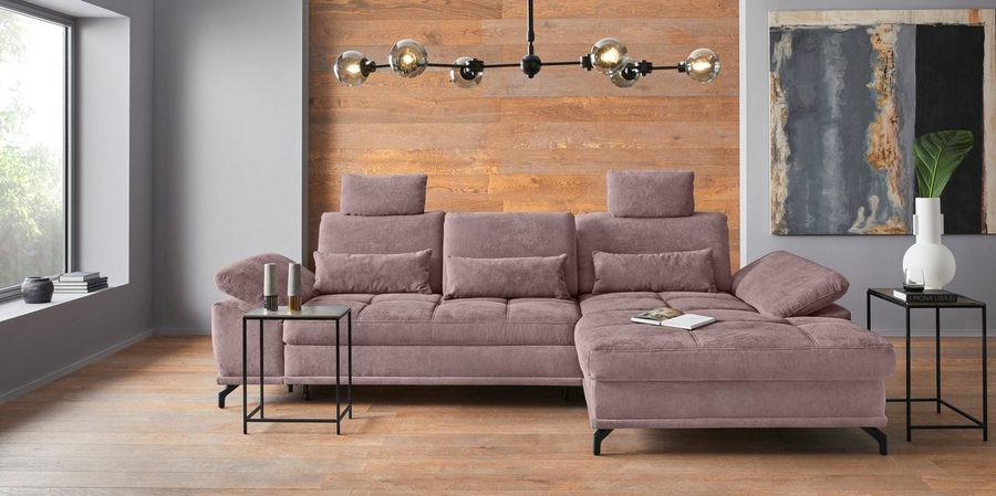 OTTO home Ecksofa Costello L-Form, B: 301cm, Sitztiefen & Armteilverstellung, Federkern, 3 Nierenkissen, mit Schlaffunktion & Bettkasten
