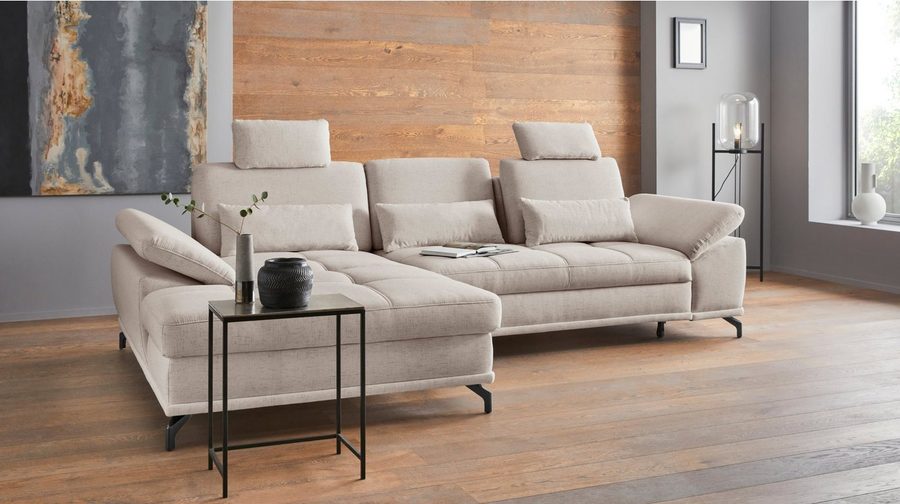 OTTO home Ecksofa Costello L-Form, B: 301cm, Sitztiefen & Armteilverstellung, Federkern, 3 Nierenkissen, optional Schlaffunktion & Bettkasten