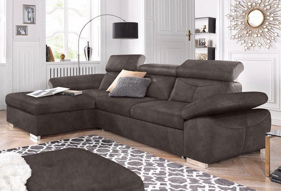 exxpo - sofa fashion Ecksofa Spring, super bequem, mit Armteil- und Kopfteilfunktion, mit Bettfunktion & Bettkasten, Luxus-Microfaser +Simply Clean!