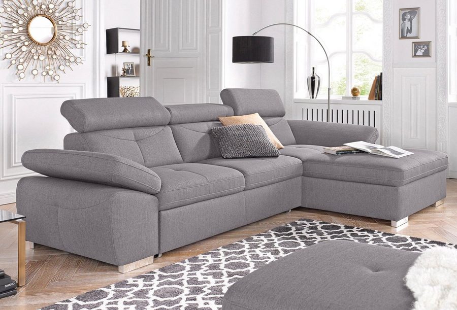 exxpo - sofa fashion Ecksofa Spring, super bequem, mit Armteil- und Kopfteilfunktion, L-Form, wahlweise mit Bettfunktion und Bettkasten