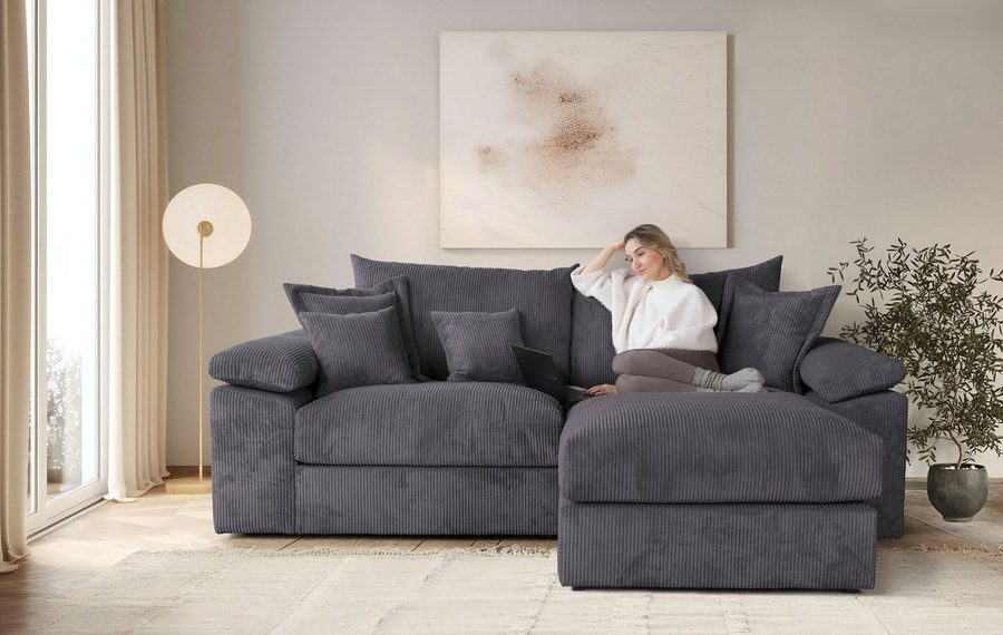 OTTO home Ecksofa Soft&Cosy XL L-Form, B: 246 cm - OTTO. Verlässliche Qualität., Mega-Sofa, Cord oder Chenille-Struktur, mit Federkern & 4 Zierkissen