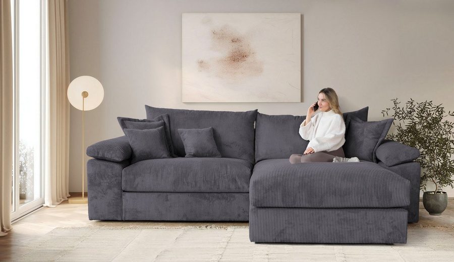 OTTO home Ecksofa Soft&Cosy XXL L-Form, B: 303 cm - OTTO. Verlässliche Qualität., Mega-Sofa, Cord oder Chenille-Struktur, mit Federkern & 4 Zierkissen