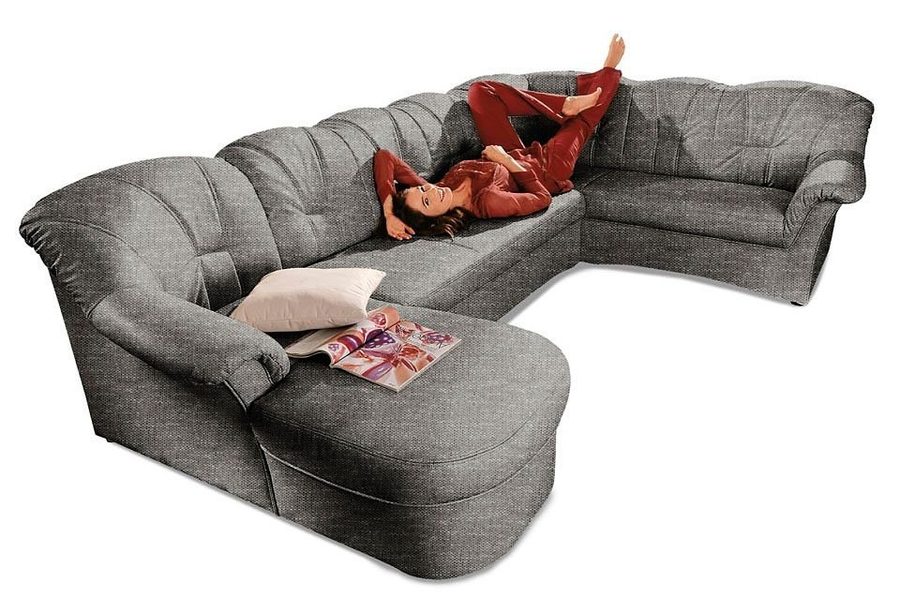 DOMO collection Wohnlandschaft Papenburg, zeitlose Rückensteppung, bequem, U-Form, Breite 297cm, in großer Farbvielfalt, wahlweise mit Bettfunktion