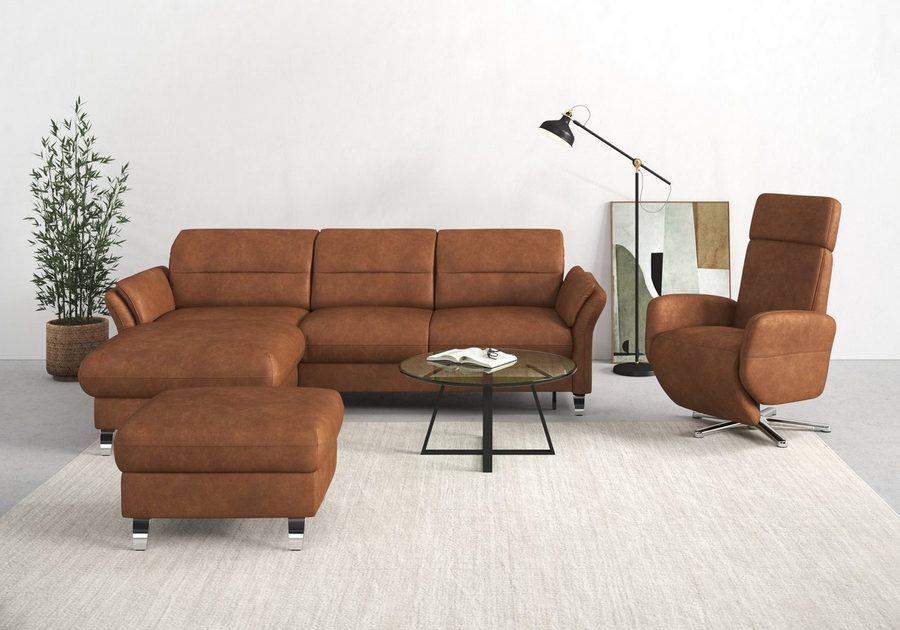 sit&more Ecksofa Grenoble L-Form mit Federkern, wahlweise mit Schlaffunktion, Bettkasten, Arm- und Kopfteilverstellung