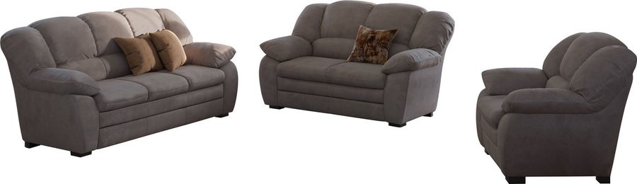 COTTA Polstergarnitur Casino, 3tlg. Set, Sofa Wohnzimmer Garnitur, Wellenunterfederung, (Set, 3-tlg), Sessel, 2-Sitzer, 2,5-Sitzer, hohe Rückenlehne