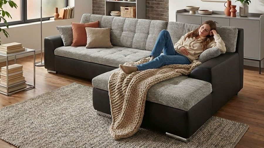 DOMO collection Ecksofa TREVISO viele Bezüge, auch in Cord, L-Form, 267x178 cm, wahlw. mit Bettfunktion, inkl. Zierkissen, Unser Dauertiefpreis