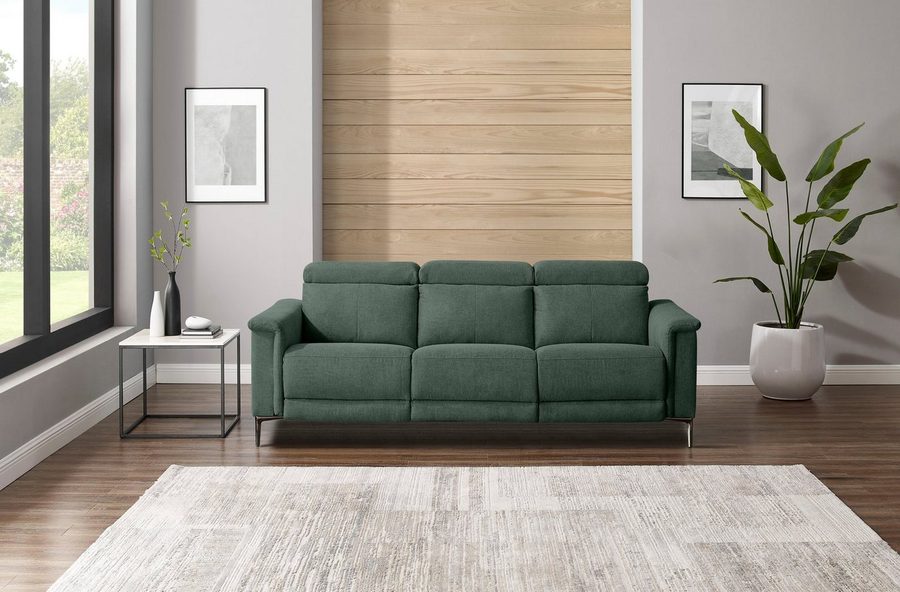 OTTO home 3-Sitzer LUND,Struktur-Bezug, 222 cm, man. o. elektr. Relaxfunktion in 2 Sitzen, (links/rechts), USB-A bei elektrischer Ausführung, Kopfteilverstellung