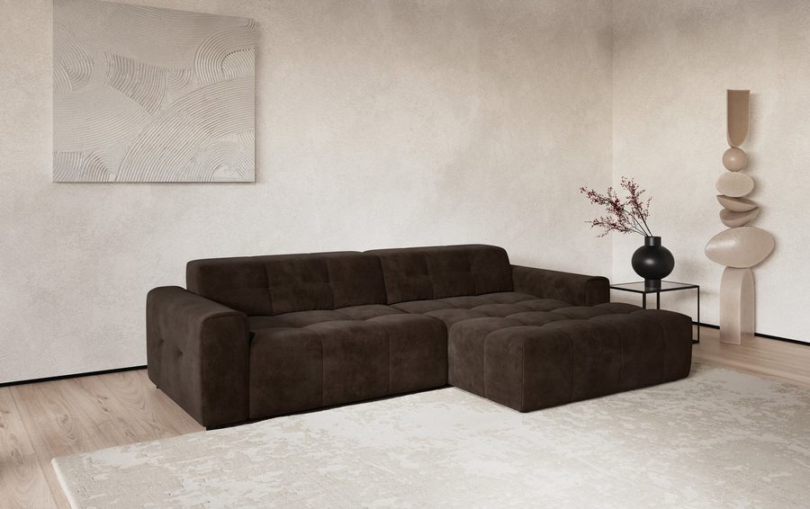 COTTA Ecksofa Sento L-Form, B: 280 cm, Chenille-Struktur, XXL Recamiere B: 133 cm, optional elektrische Sitztiefenverstellung, cubisch, bequemer Sitz