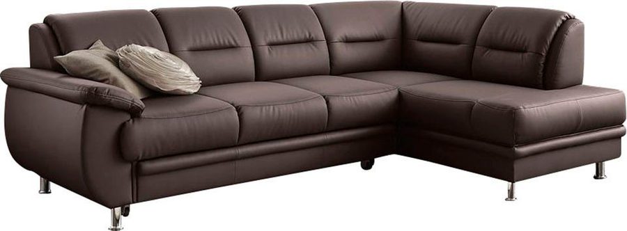 sit&more Ecksofa Mailand L-Form, B: 250 cm, Leder, Komfortsitzhöhe 46 cm, optional Schlaffunktion, Liegefläche: 194x122cm, Komfortpolsterung
