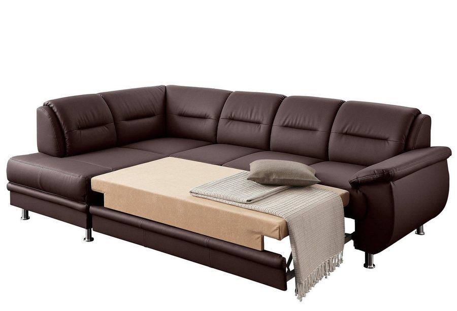 sit&more Ecksofa Mailand L-Form, B: 250 cm, Leder, Komfortsitzhöhe 46 cm, mit Schlaffunktion, Liegefläche: 194x122cm, Komfortpolsterung
