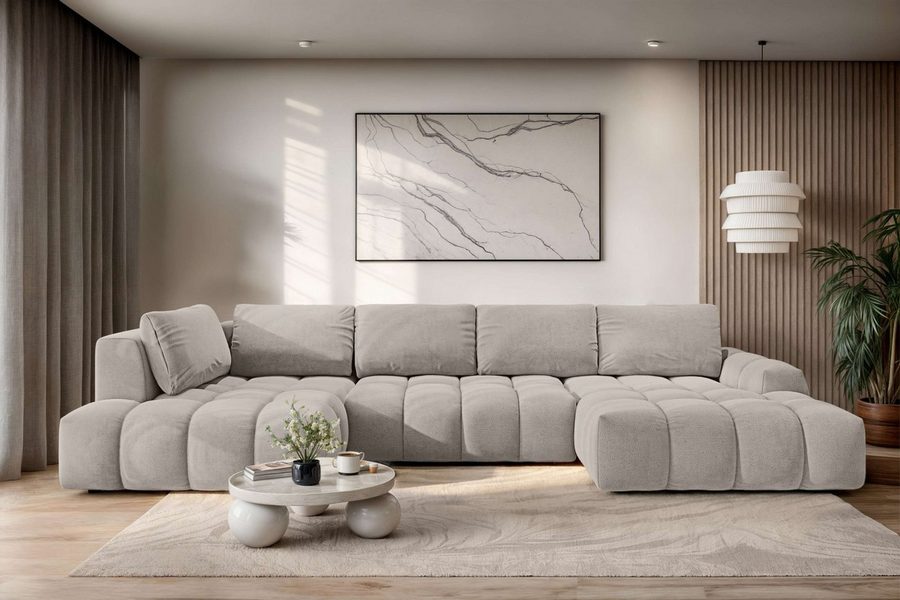 OTTO home Wohnlandschaft AZITA U-Form, Breite 363 cm - OTTO. Verlässliche Qualität., wahlweise als Schlafsofa mit Bettkasten, Bubble-Optik