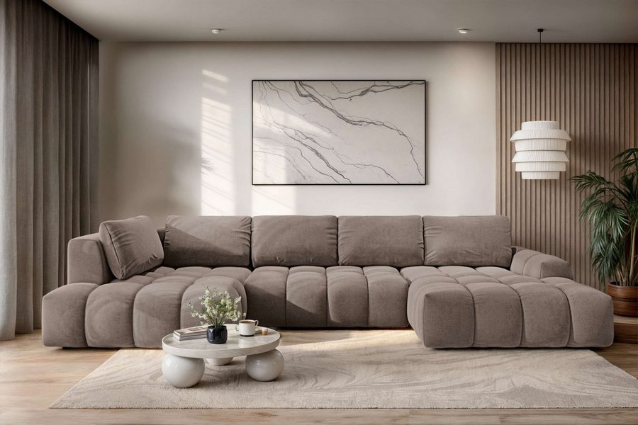 OTTO home Wohnlandschaft AZITA U-Form, Breite 363 cm - OTTO. Verlässliche Qualität., wahlweise als Schlafsofa mit Bettkasten, Bubble-Optik