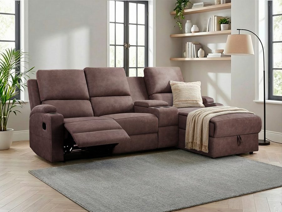 OTTO home Ecksofa NAPORI Microfaser, Multimediasofa, 3er Kinosessel XXL, L-Form, Kinosofa, manuelle o. elektr. Relaxfunktion, Staufach, Getränkehalter
