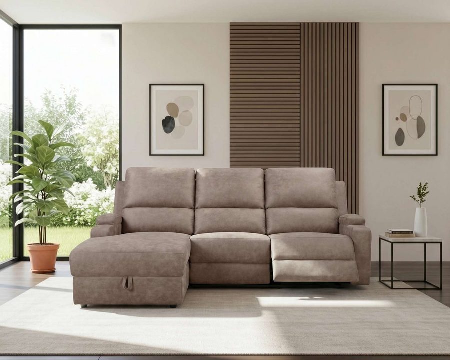 OTTO home Ecksofa NAPORI Microfaser, L-Form, 210cm, man./elektr. Relaxfunktion, USB-A bei elektr. Variante, Staukasten, Seitentaschen u. Federkern
