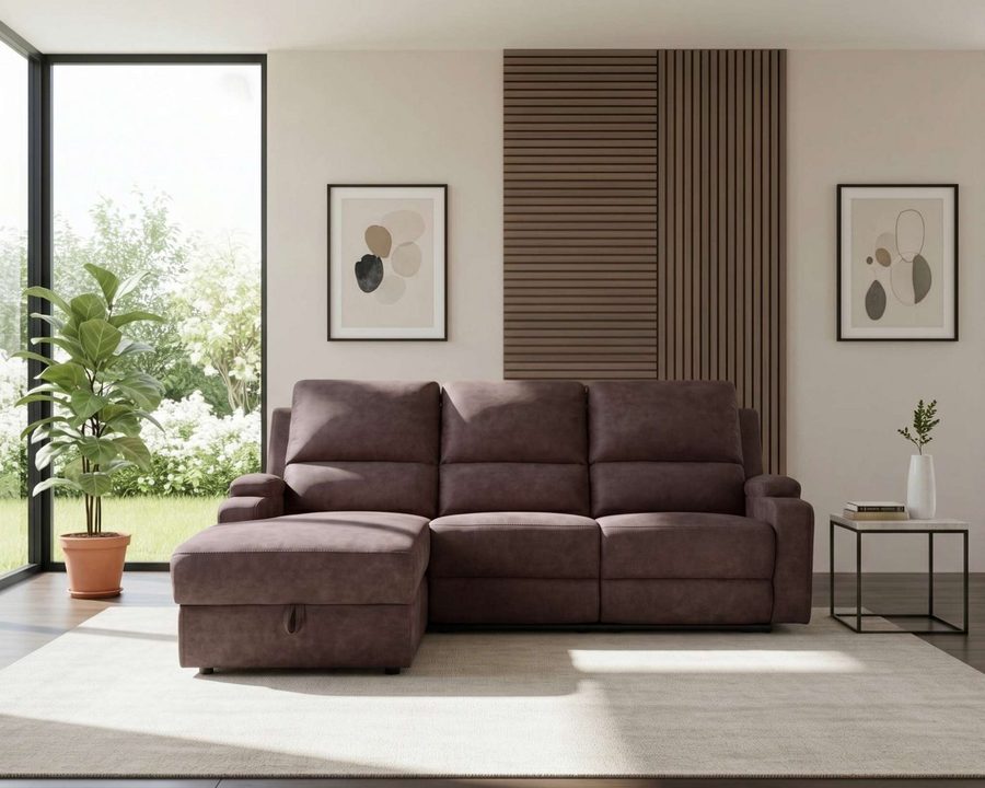 OTTO home Ecksofa NAPORI Microfaser, L-Form, 210cm, man./elektr. Relaxfunktion, USB-A bei elektr. Variante, Staukasten, Seitentaschen u. Federkern