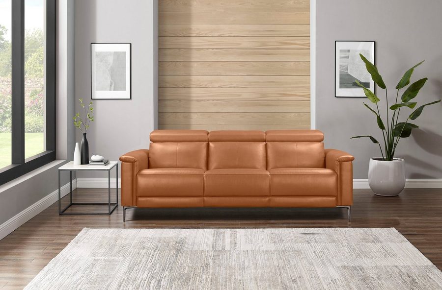 OTTO home 3-Sitzer LUND,Naturleder, 222 cm, man. o. elektr. Relaxfunktion in 2 Sitzen, (links/rechts), USB-A bei elektrischer Ausführung, Kopfteilverstellung