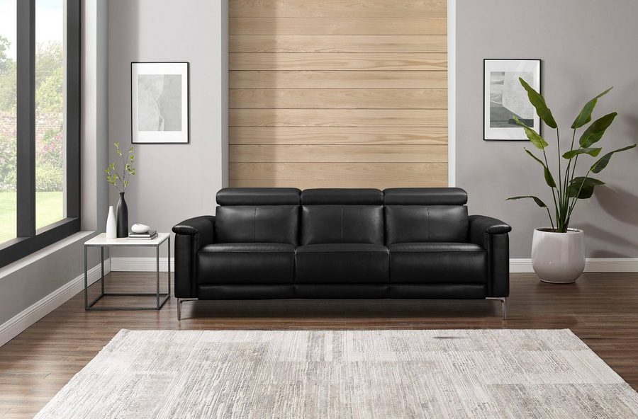 OTTO home 3-Sitzer LUND,Naturleder, 222 cm, man. o. elektr. Relaxfunktion in 2 Sitzen, (links/rechts), USB-A bei elektrischer Ausführung, Kopfteilverstellung