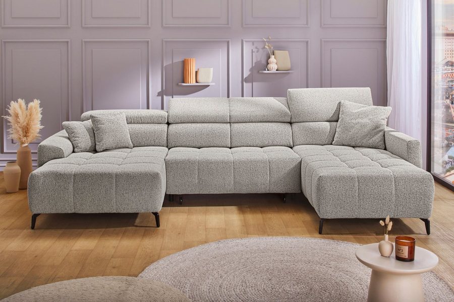 Jockenhöfer Gruppe Wohnlandschaft Ultima U-Form, B: 363 cm, 60 cm elektrische Sitztiefenverstellung, USB-Ports, Kopfstützen verstellbar, Zierkissen, bis 140 kg/Sitz