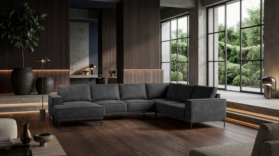 OTTO home Wohnlandschaft OLAND Luxus-Microfaser U-Form, XXL, B: 342 cm, Skandi-Design