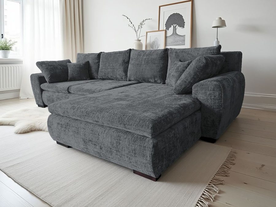 Home affaire Ecksofa Cara Mia L-Form, B: 325 cm, XXL-Sofa mit 4 Zierkissen, mit Schlaffunktion & Bettkasten, Liegefl. 145x270 cm
