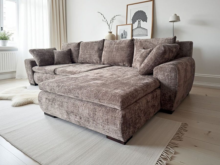 Home affaire Ecksofa Cara Mia L-Form, B: 325 cm, XXL-Sofa mit 4 Zierkissen, mit Schlaffunktion & Bettkasten, Liegefl. 145x270 cm
