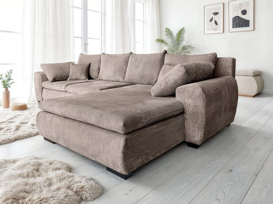 Home affaire Ecksofa Cara Mia L-Form, B: 325 cm, XXL-Sofa mit 4 Zierkissen, optional Schlaffunktion & Bettkasten, Liegefl. 145x270 cm