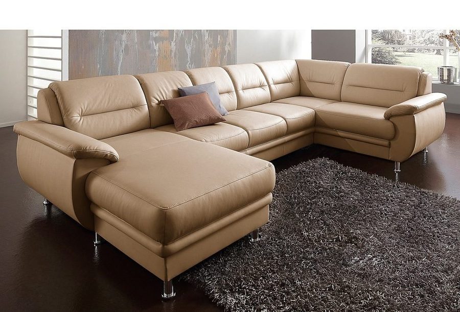 sit&more Wohnlandschaft Mailand U-Form, B: 312 cm, XXL-Couch mit Komfortpolsterung, optional Schlaffunktion, Liegefl. 122x247 cm, diverse Lederqualitäten