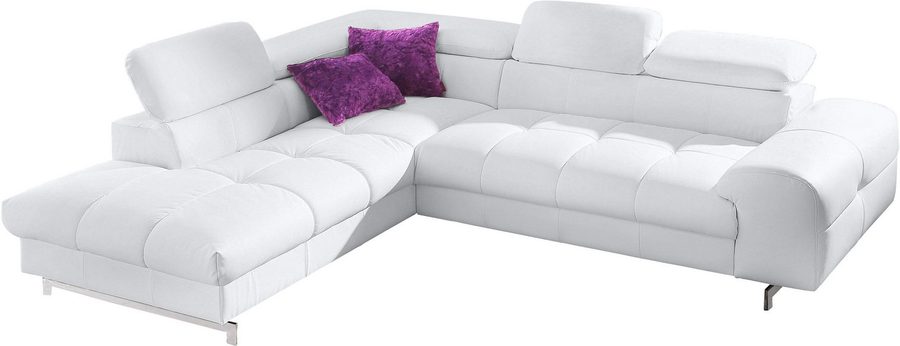 COTTA Ecksofa Chef bequem, tolle Verarbeitungsdetails, Breite 262cm, L-Form, mit Kopfteilverstellung, edle Metallkufen, optional Schlaffunktion
