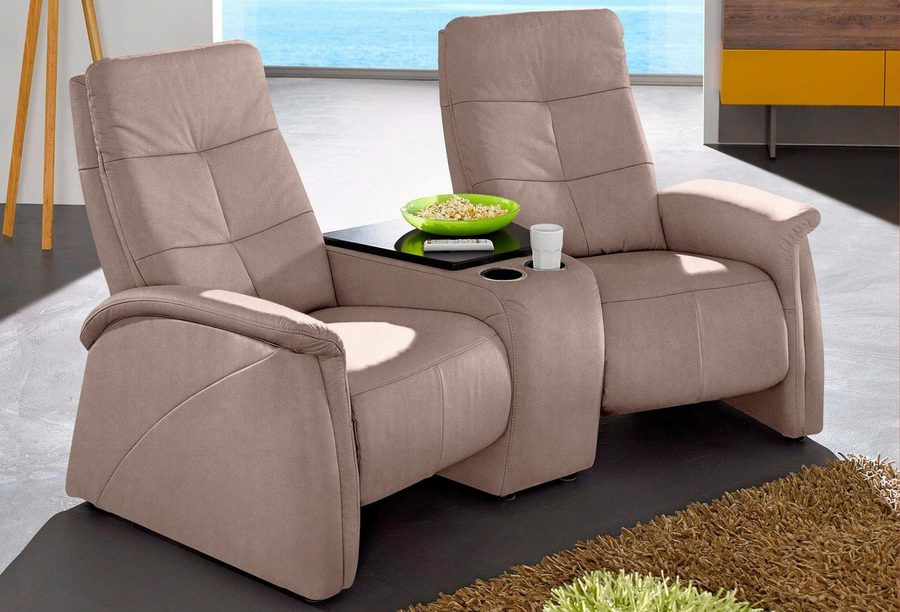 exxpo - sofa fashion 2-Sitzer Tivoli, Kinosofa, bequem, mit Relaxfunktion, integrierter Tischablage und Stauraumfach