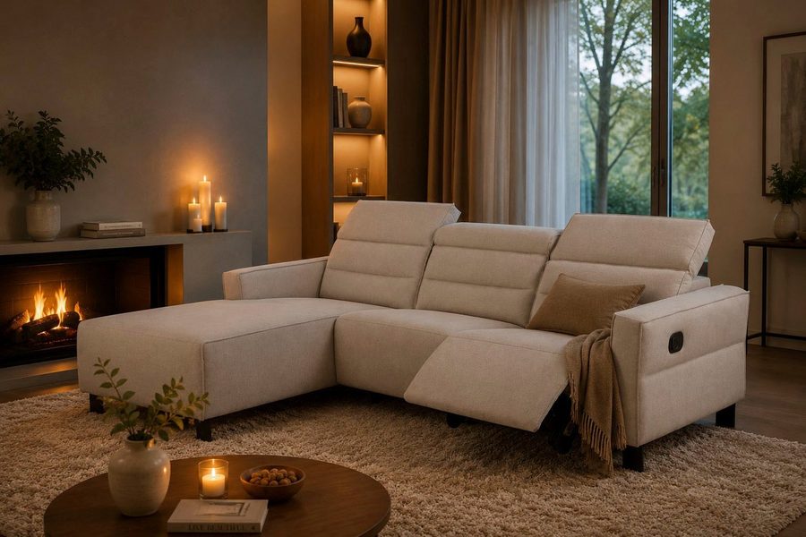 OTTO home Ecksofa CARPARI Webstoff,L-Form,224 cm, man./elektr. Relaxfunktion, (USB A/C), sowie Kopfteilverstellung