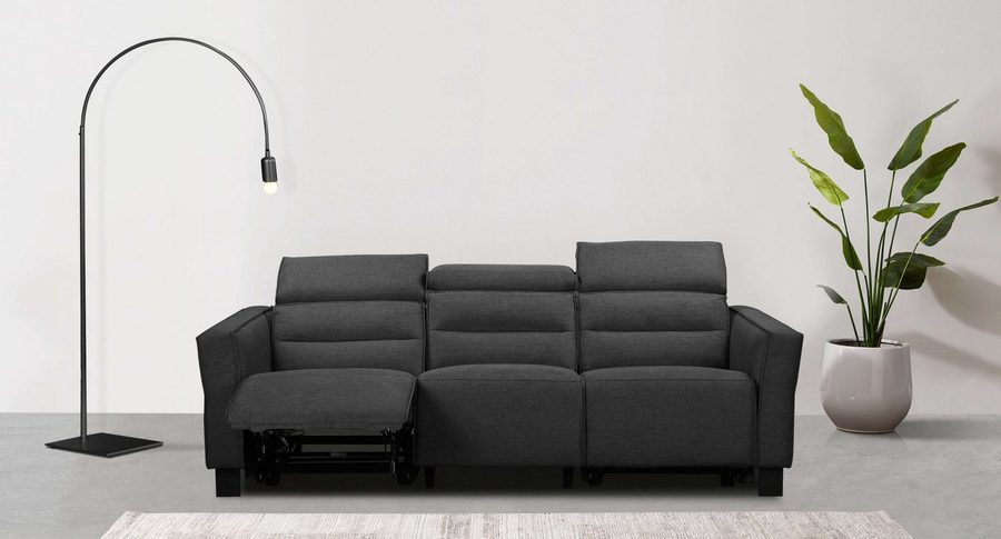 OTTO home 3-Sitzer Carpari Webstoff, 224 cm, man./elektr. Relaxfunktion, (USB A/C), sowie Kopfteilverstellung