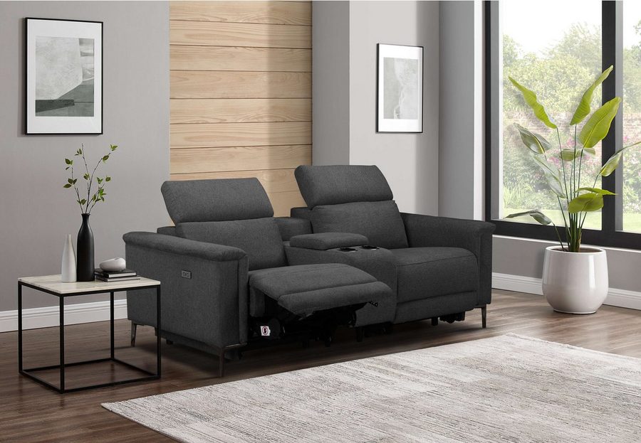 OTTO home 2-Sitzer LUND, Struktur, Kinosofa, Relaxfunktion, TV-Sessel, man./elektrisch, Kopfteilverstellung, Getränkefachhalter, Staufach, wahlweise USB A/C
