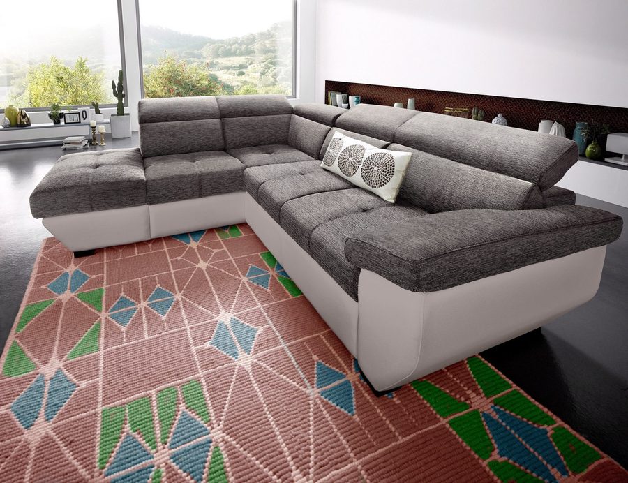 COTTA Ecksofa Speedway L-Form, B: 262cm, moderne Couch, bequeme Wellenunterfederung, Kopfteilverstellung, optional Schlaffunktion & Bettkasten