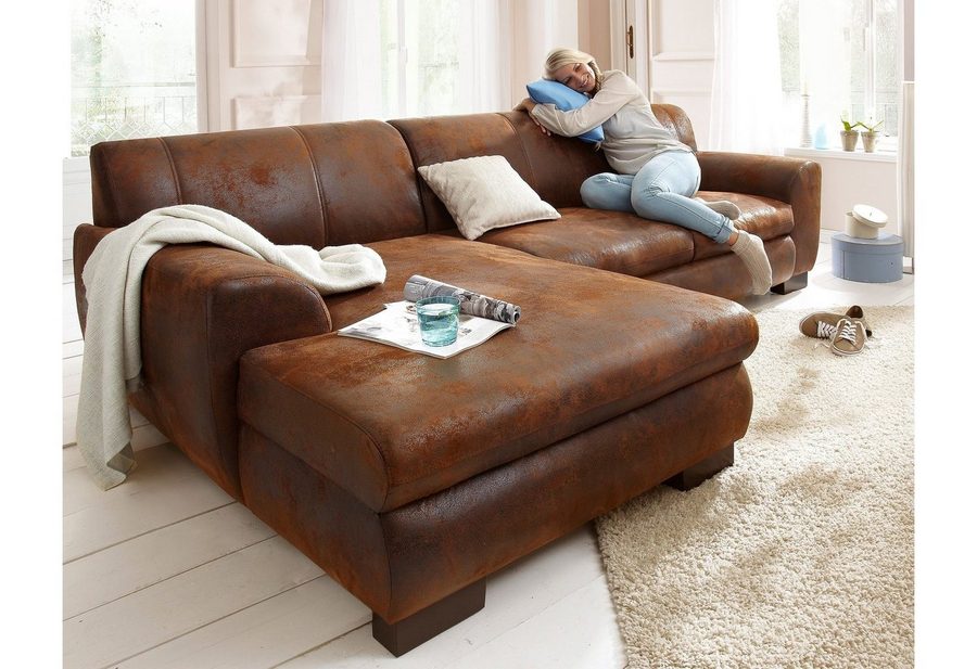 Home affaire Ecksofa Nika zeitlos und elegant, L-Form, wahlweise mit Bettfunktion, auch in Cord