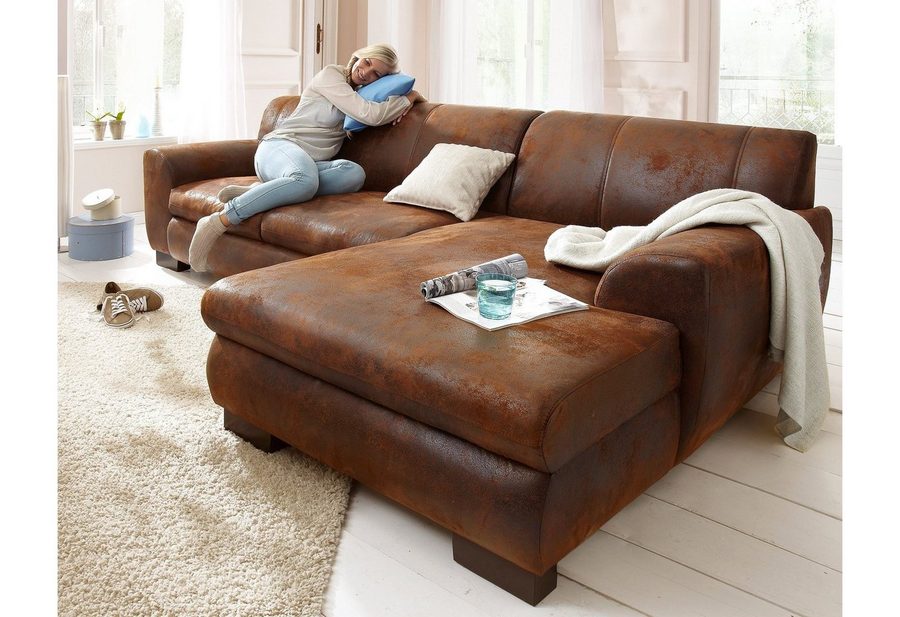 Home affaire Ecksofa Nika zeitlos und elegant, L-Form, wahlweise mit Bettfunktion, auch in Cord