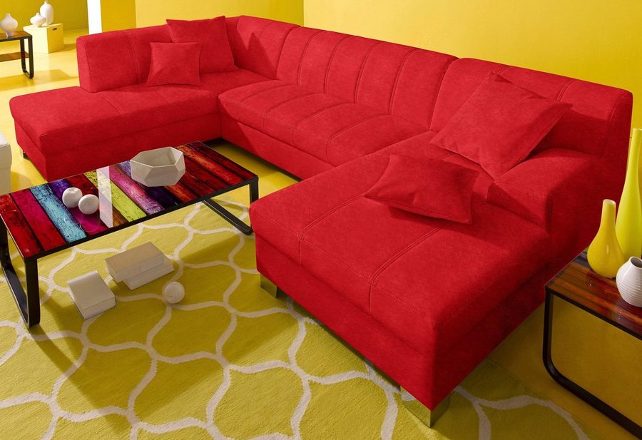 DOMO collection Wohnlandschaft TURAH 297x195x75 cm, moderne Steppung, viel Platz, bequem, whlw. mit Bettfunktion, U-Form