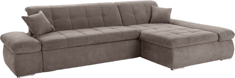 DOMO collection Ecksofa MORIC Massiv! - Belastbar bis 140 kgxSitz, 300x172 cm, XXL-Format, L-Form, Chenilleoptik, taupe