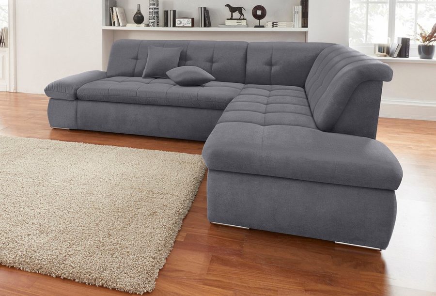 DOMO collection Ecksofa MORIC Massiv! - Belastbar bis 140 kgxSitz, hochwertig & komfortabel, XXL, L-Form, inkl. Zierkissen
