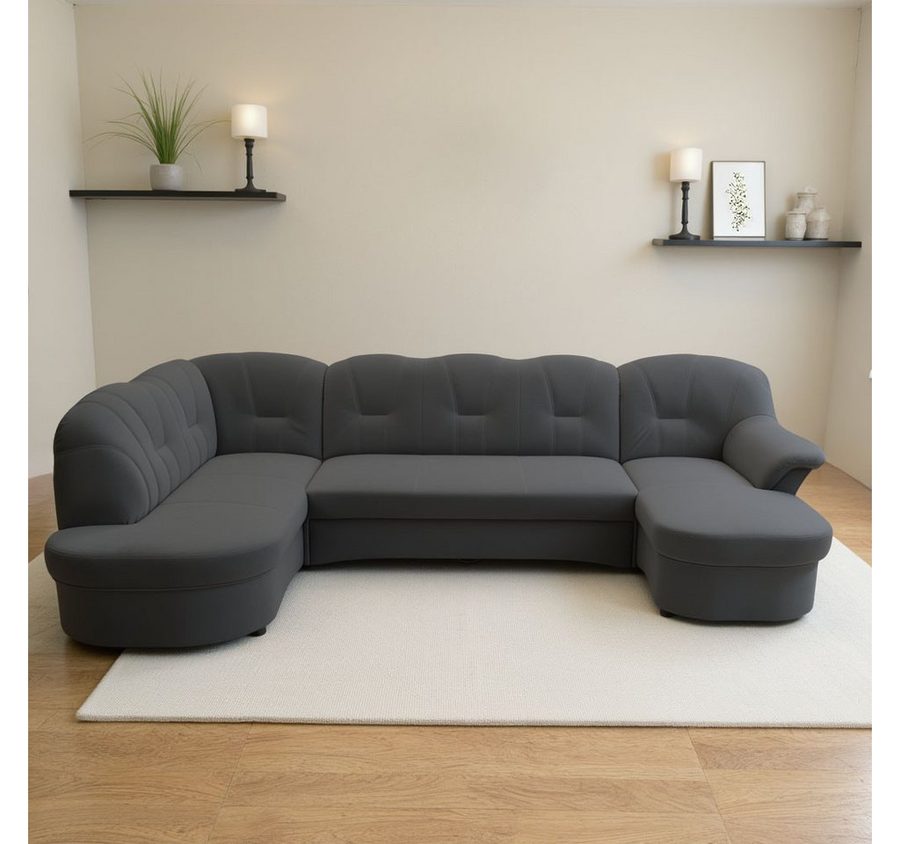 DOMO collection Wohnlandschaft FLORES 293x180x86 cm, hochwertig, komfortabel, U-Form, 3 Teile, wahlw. mit Bettfunktion, wahlw. mit Federkern, Unser Dauertiefpreis