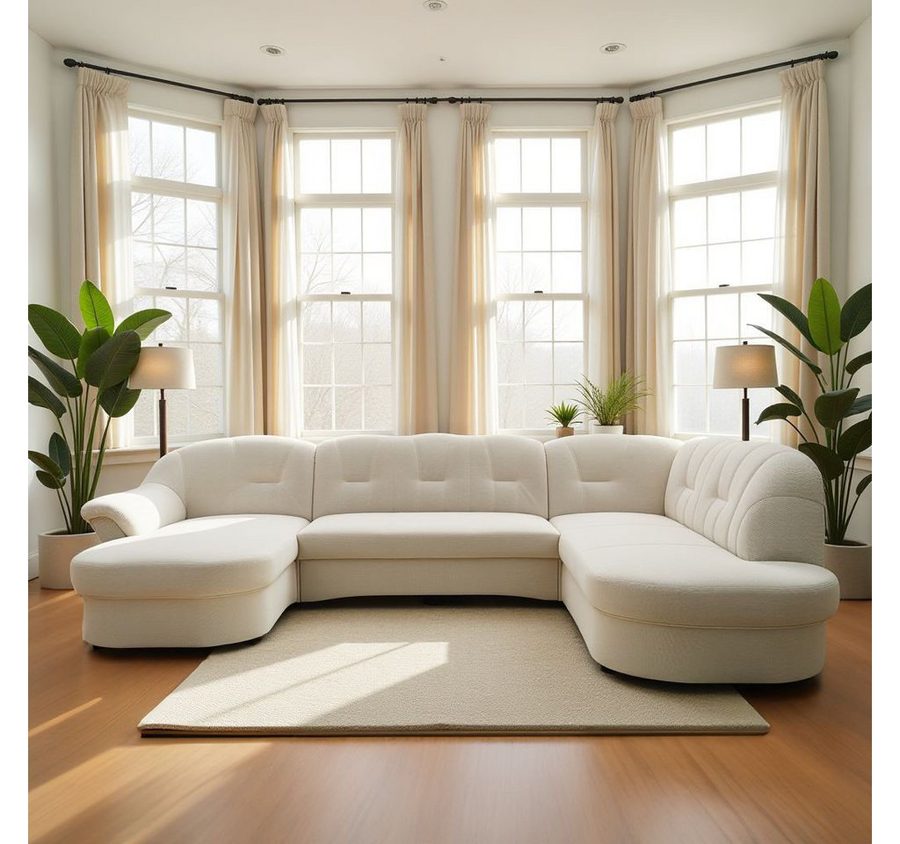 DOMO collection Wohnlandschaft FLORES 293x180x86 cm, hochwertig, komfortabel, U-Form, 3 Teile, wahlw. mit Bettfunktion, wahlw. mit Federkern, Unser Dauertiefpreis