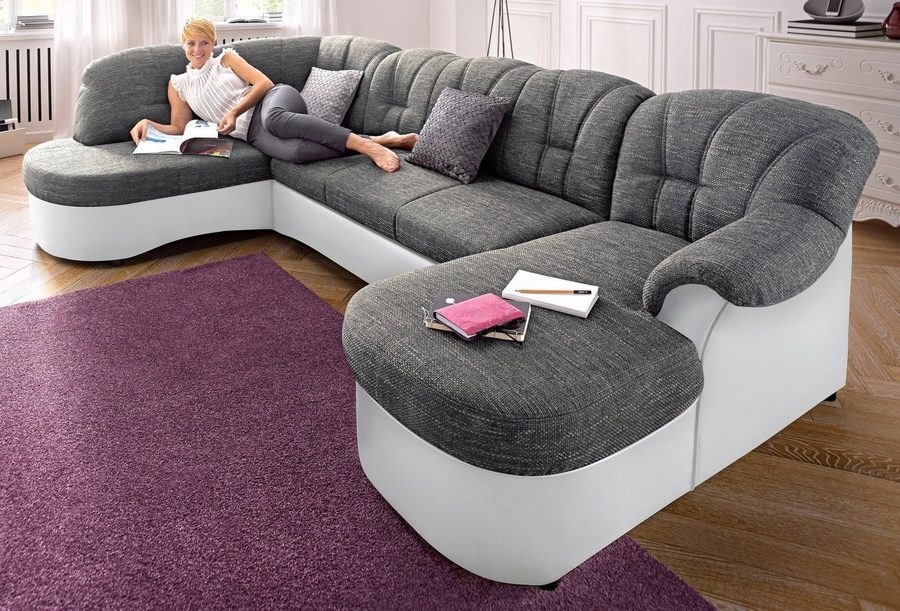DOMO collection Wohnlandschaft FLORES 293x180x86 cm, hochwertig, komfortabel, U-Form, 3 Teile, wahlw. mit Bettfunktion, wahlw. mit Federkern, Unser Dauertiefpreis