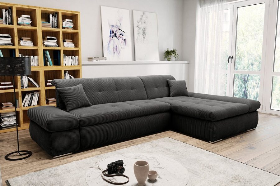 DOMO collection Ecksofa MORIC 300x172 cm, XXL-Sofa mit viel Platz, L-Form, auch in Cord, wahlweise mit Bettfunktion und Armteilverstellung, Cord