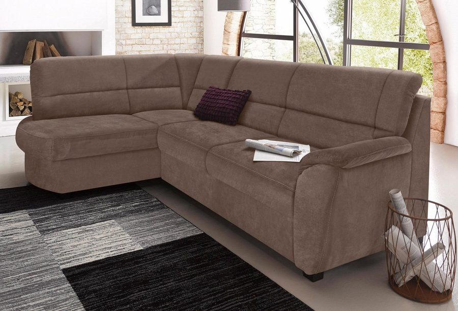 sit&more Ecksofa Pandora, L-Form, B: 251 cm, Bettfunktion & Bettkasten wählbar, Frei im Raum stellbar, Federkernpolsterung, komfortable Sitzhöhe 45 cm
